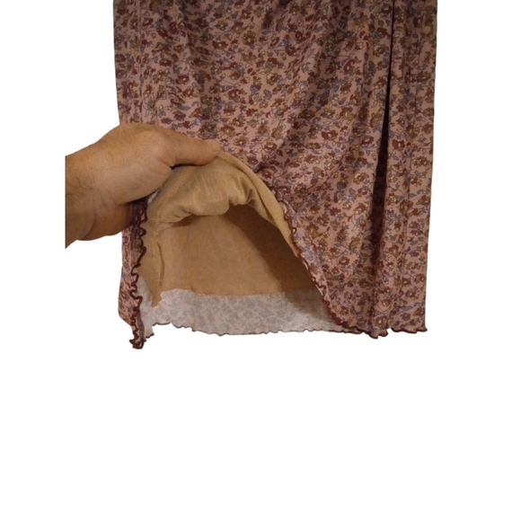 BoHo Floral Skirt Xhilaration Pull On Lined Mix Fabric Romantic Hippie Vibes XL - Picture 3 of 9